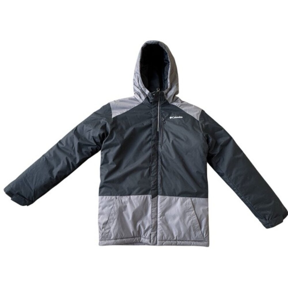 Columbia Boys Lightning Lift Jacket Boys Size XL Black Gray Insulated Hooded